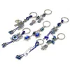 Schlüsselanhänger Lanyards Großhandel Mode Tier Schmetterling Böse Augen Schlüsselbund Glas Schlüsselanhänger Blaues Auge Anhänger Ornament Drop Lieferung A Dhjf3