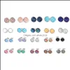 Stud Resin Stainless Steel Earings Drusy Druzy Earrings Jewelry Women Party Gift Dress Candy Colors Drop Delivery Dhohr
