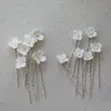 Bijoux de cheveux de mariage SLBRIDAL, perles d'eau douce faites à la main, fleur de céramique, ensemble d'épingles de mariée, autocollant, accessoire 230112