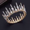 Jóias para cabelos de casamento lindo círculo verde de cristal diadema real rainha rei coroa nupcial redonda tiaras tiaras cocar na noiva 230112