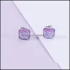 Stud Designer Square Resin Druzy Drusy Earrings Stainless Steel Handmade Studs For Women Jewelry Drop Delivery Dhh5I