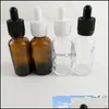 Packing Bottles 30Ml Glass With Dropper Black White Child Tamperproof Cap Rubber Nipple Pipette Drop Delivery Office School Business Otkpz