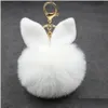 Porte-clés Longes Moelleux Fourrure De Lapin Pompon Porte-clés Femmes Fille Mignon Pompons Porte-clés Puff Ball Porte-clés Femme Bijoux Fête Cadeau Dhmvm