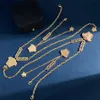 Designer Damhalsband Stort Huvud 46 cm Långt Lyxigt Dam Bröllopssmycken för Herr Rosegold Guld Med Full Diamanter V Italien