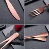 Juegos de vajilla Rosegold Tenedor Cuchara Cuchillo Juego de cubiertos de acero inoxidable Boda occidental Cucharadita de café Vajilla Cocina Cena