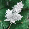 Fleurs décoratives 23 12cm arbre de Noël artificiel suspendu paillettes boutures décorations goutte pendentif maison fête de noël ornement fleur