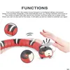 Cat Toys Smart Sensing Snake Electric Interactive for Cats USB Charging Accessoires Child Pet Dogs Game Play Toy Drop Delivery Home Dhle1