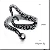 Band Rings Punk Gothic Octopus Finger Ring Jewelry Open Adjustable Size Drop Delivery Otqyu