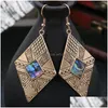 Dangle Chandelier Bohemian Fashion Jewelry Womens Vintage ￶rh￤ngen Abalone Shell Rhombus Drop Delivery DHL03