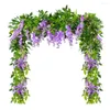 Decorative Flowers Pack Of 4 Artificial Garland Garden Decorations Home Supplies Party Ornaments Silk Wisteria Wedding Flower Vein