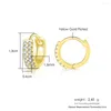 Hoop Earrings Small For Women Double Row Iced Out Zircon Gold Color Hip Hop Punk Fashion Men Jewelry Ear Accessories Gift KBE421