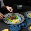 Borden westerse gerechten biefstuk ontbijt huishouden creatieve keramische magnetron serveerschotel