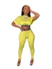 Women's Two Piece Pants DN8507 European And American Fashion Women's Sexy Solid Color Tight-fitting Letter Two-piece Suit