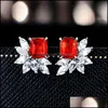 Stud Simple Female Crystal Jewelry Charm Sier Orecchini Luxury Square Zirconia Wedding For Women Drop Delivery Dhnmi