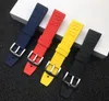 Uhrenarmbänder Naturkautschukarmband 22mm 24mm Schwarz Blau Rot Gelb Armband Armband für // Band-Logo auf