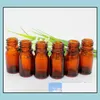 Packing Bottles 1000Pcs/Lot 5Ml Amber Glass Essential Oil With Hose Long Inner Plug And Black Tamper Cap For Eliquid 5Cc Drop Delive Otins
