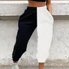 Pantalon Femme S Taille Haute Pantalon de survêtement Noir Blanc Patchwork Sportif Harem Automne Hiver Femmes Lâche Casual Streetwear Pantalon 230111