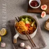 Bols Bol en acier inoxydable résistant à la chaleur cuisine grande soupe nouilles riz salade de fruits récipient avec couvercle vaisselle domestique