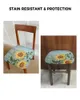 Camas de cadeira Chaves de girassol Blue Wood Board Elasticity Cover Office Office Seat Protector Case Home Kitchen Dining Room Slipcovers