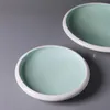 Piatti Insalatiera in ceramica Piatto occidentale creativo Piatto rotondo per la casa Stoviglie di fascia alta in cucina Erba spessa verde