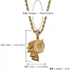 Pendant Necklaces Hip Hop Roll Paper Necklace Brass Iced Out CZ Bling Jewelry For Men And Women