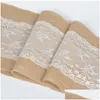 Tafelkleed Hessian Lace Runner Tafelkleed 275x30cm Vintage jute linnen bruiloftsfeestje Decor TQQ BH3010 Drop Delivery Home Garden TE DHUZK