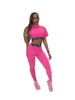 Women's Two Piece Pants DN8507 European And American Fashion Women's Sexy Solid Color Tight-fitting Letter Two-piece Suit