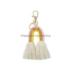 Ключевые кольца Плетение радужных ключей для женщин Boho Holder Holder Keyring Rame Bag Carm Car Ving Disterry Dister