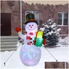 Décoration De Fête 1.5M Bonhomme De Neige Gonflable Rougeoyant Joyeux Noël Extérieur Led Light Up Nt Année 2022 Drop Delivery Home Garden Festive Dhou5