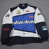Men's Jackets Winter Unisex Oversize Letter Embroidery Color Block Streetwear Mens Racing Suit Retro Harajuku Male Motor Biker Jacket