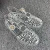 Sandálias Jelly Sandal Transparent Shoppers Mulheres Double G Sandals Fillel Sapatos de borracha Flip Flip 23c9#