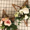 Dekoracyjne kwiaty wieńce girland drewniana pięcioramienna gwiazda sztuczna róża eukaliptus wieniec liście wisiorek do domu wisząca dekoracja