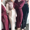 Etnische kleding elegante volledige jurken moslimkostuums vrouwen traditionele gerimpelde kokerrok Turks Arabisch Eid Mubarak Abaya jurk zomer