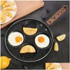 Pans Holes Egg Frying Pan Hamburger Nonstick Pot Aluminum Alloy Cooking Saucepan Heart Shaped Omelet Cookware With Wooden Handle Dro Dhzmz