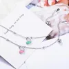 Link Bracelets Green/pink Drop Glaze Love Heart For Women 2023 Trendy Fashion Cute Female Jewelry Party Gift Girls Chain
