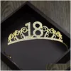 Autres fournitures de fête de fête 18e anniversaire princesse couronne bandeau cristal mariage bandeau cheveux chapeaux décor livraison directe maison Dhypd