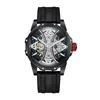 Polshorloges Hanboro Men Fashion Pols Watch Waterdichte Luminous Mechanical Skeleton Rubber Band Reloj Hombre