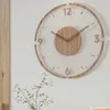 ساعات الحائط غرفة المعيشة الخشب معلقة حديثة التصميم الأنيق قاعة ثلاثية الأبعاد آلية صامتة Reloj de Pled Decor
