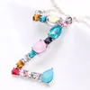 Chaînes Multicolore Charme Pendentif En Or Collier Micro Pave Zircon Lettre Initiale Colliers Couple Nom Cadeau De Noël