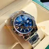 Super Quality Mens Watch 42mm Cadran bleu Oyster Strap Sky Dual Time Zone Automatic Mechanical Acier inoxydable Ref.326934 Sapphire Glass Man Sport Wristwatch