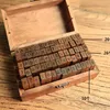 Stamps 70 40 30pcs Box Letter A Z DIY Devative Seal Wooden Box Vintage Craft Digital English Alphabet Seal 230111