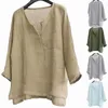 Heren t shirts kleuren vintage katoenen linnen shirt heren casual lange mouw extra grote tops camisa v nek boho stijl heren plus maat