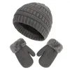 Berretti 1 set guanti caldi per cappelli Guanti per cappelli invernali per ragazze carini Guanti termici resistenti all'usura