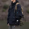 Vestes pour hommes Tendance Veste à capuche en plein air Alpinisme Lâche Fonction Coupe-vent Hommes Harajuku Haute Qualité Cargo Manteaux Vêtements Japonais