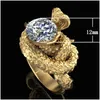 Band Rings Fashion Jewelry Punk Person Face Snake Body Totem Ring Lady Zircon Drop Delivery Dhtwl