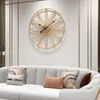 Zegar ścienny 3D Okrągły zegar retro kutego pustego żelaza vintage duże nieme dekoracyjne domowe dekoracja salonu Klokken