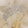 Jóias de cabelo de casamento Luxo AAA AAA CUBICO CUNCON Tiara Crystal Crown Diadem Veil Tiaras Acessórios Capacete 230112