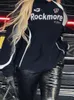 Kvinnors jackor cuteandpsycho mode chic moto cyklist racing brev tryck avslappnad streetwear blixtlås rockar y2k punk outwears 230111