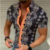 Camisas informales para hombre, moda de verano, camisa con estampado de leopardo 3D para hombre, solapa de un solo pecho, fiesta en la playa, baile, manga corta para hombre