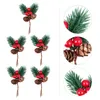 Juldekorationer Pine Picks Berry Artificial Stems Branches Holly Pick Fake Pinecone Stem Tree Cones Reddiy bär Wreathdecor